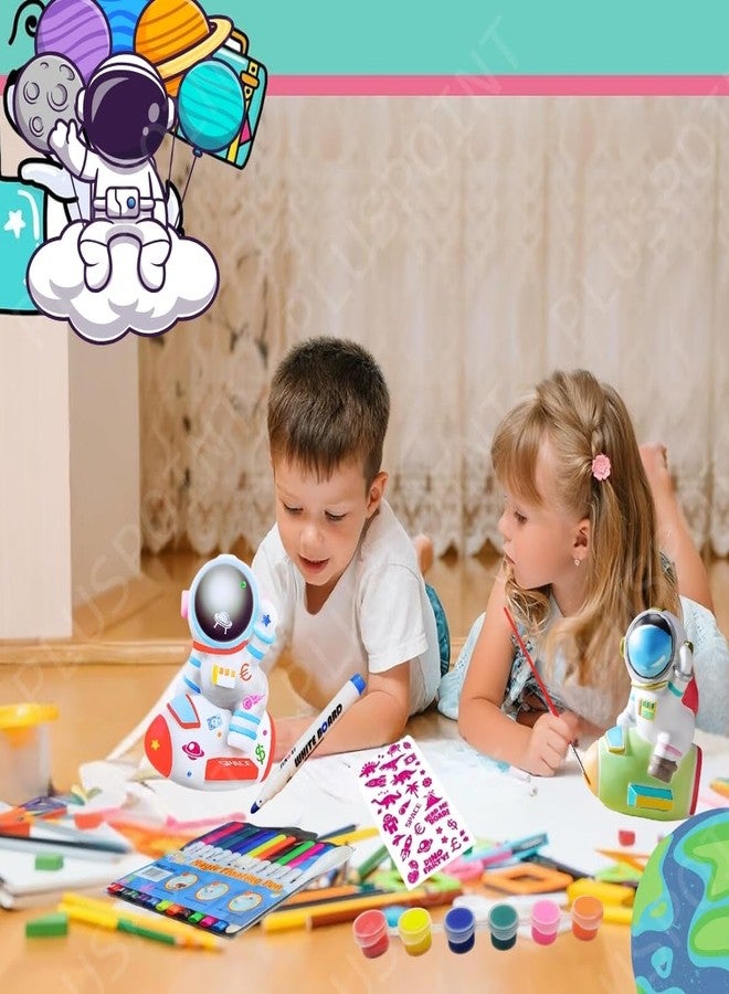 PLUSPOINT DIY Astronaut Piggy bank for kids Paint Decorate Piggy Bank with Gemstone, Stickers, foil art, Markers, Painting Kit DIY Money Coin Bank, Arts and Crafts Birthday Gifts for Kids 5+ Years Old - Image 2